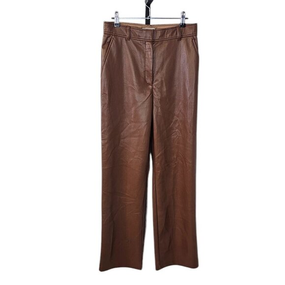Aritzia Babaton Agency Pants, High Waist, Vegan Leather, Straight Leg, Cognac, 8 - Picture 2 of 11